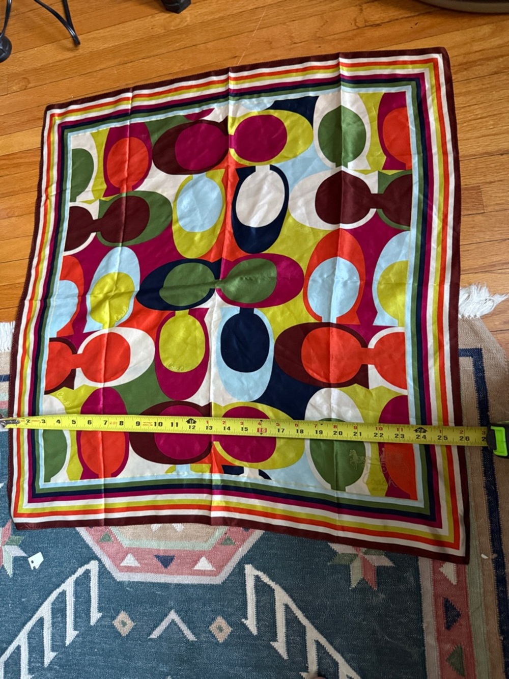NIBag Coach Silk Legacy Stripe Border - Signature C interior Scarf - Picture 5 of 5